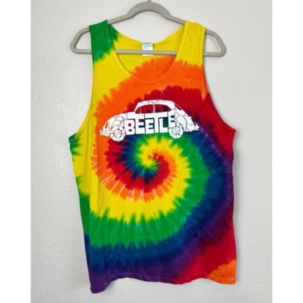 VW Volkswagen Beetle rainbow tie dye sleeveless tank top muscle‎ shirt L